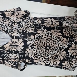 Elegant Black and Cream Floral Blouse